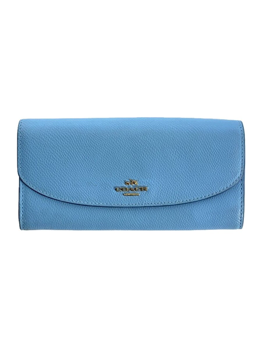 【中古】COACH◆長財布/PVC/BLU/無地/レディース【服飾雑貨他】