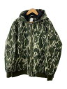 【中古】FTC◆WASHED CANVAS HOODED JACKET/L/コットン/グリーン/カモフラ【メンズウェア】