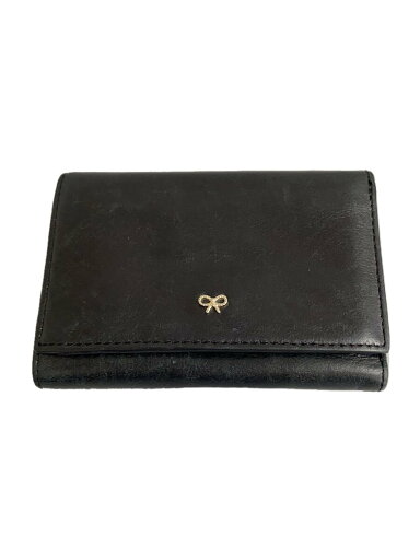 【中古】ANYA HINDMARCH◆3つ折り財布/レザー/BLK/無地/レディース【服飾雑貨他】 【中古】ANYA HINDMARCH◆3つ折り財布/レザー/BLK/無地/レディース【服飾雑貨他】