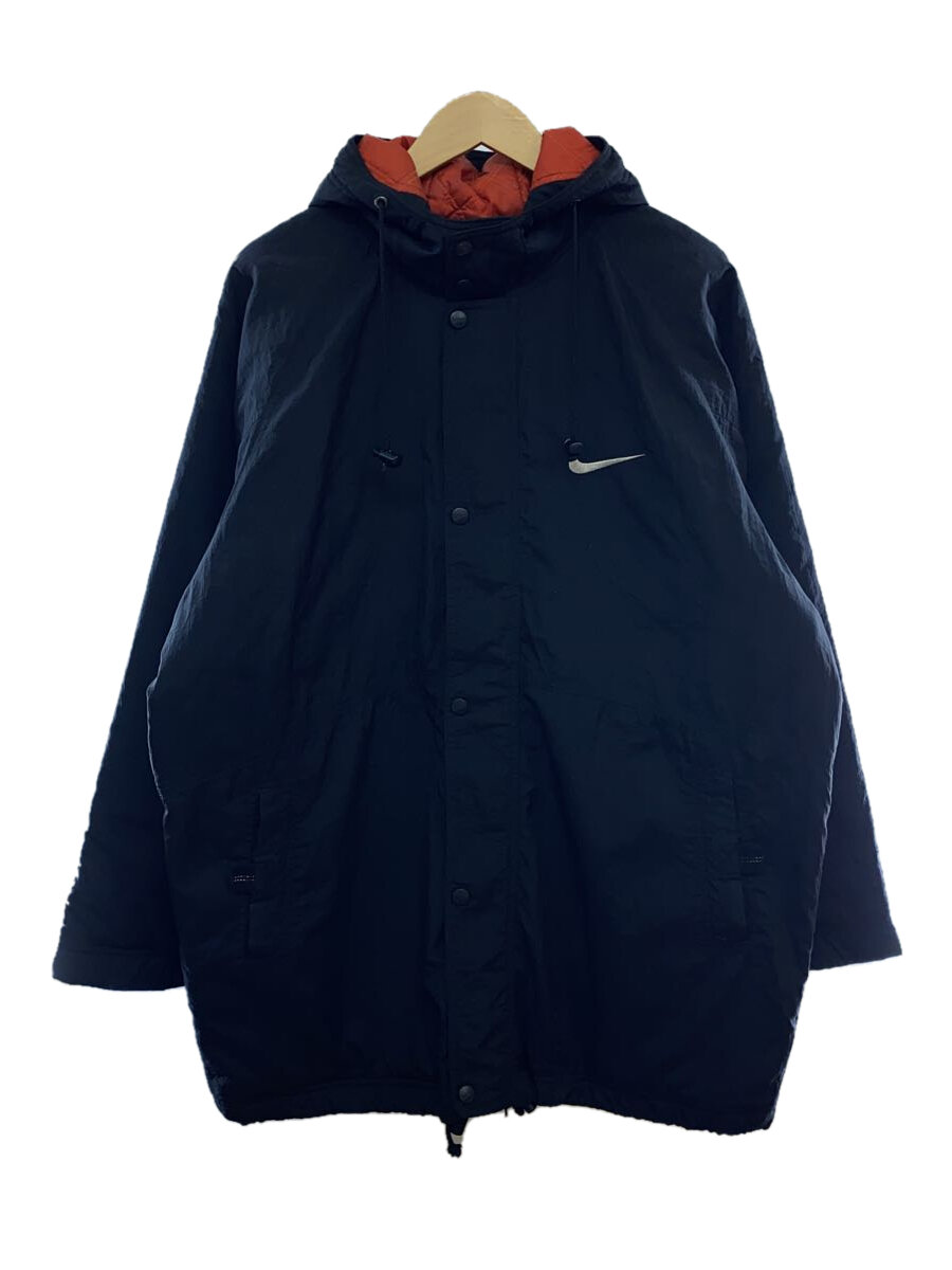 【中古】NIKE◆90s/銀タグ/スウォッシュ/ダブルジップ/ナイロンジャケット/M/ナイロン/ブラック【メンズウェア】