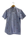 【中古】POLO RALPH LAUREN◆半袖シャツ/--/コットン/ブルー【メンズウェア】