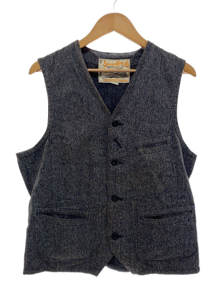 【中古】SUGAR CANE◆9oz. BLACK COVERT WORK VEST/40/コットン/グレー/SC12795//【メンズウェア】