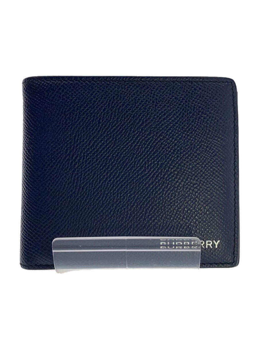 【中古】BURBERRY◆2つ折り財布/レザー/NVY/メンズ【服飾雑貨他】