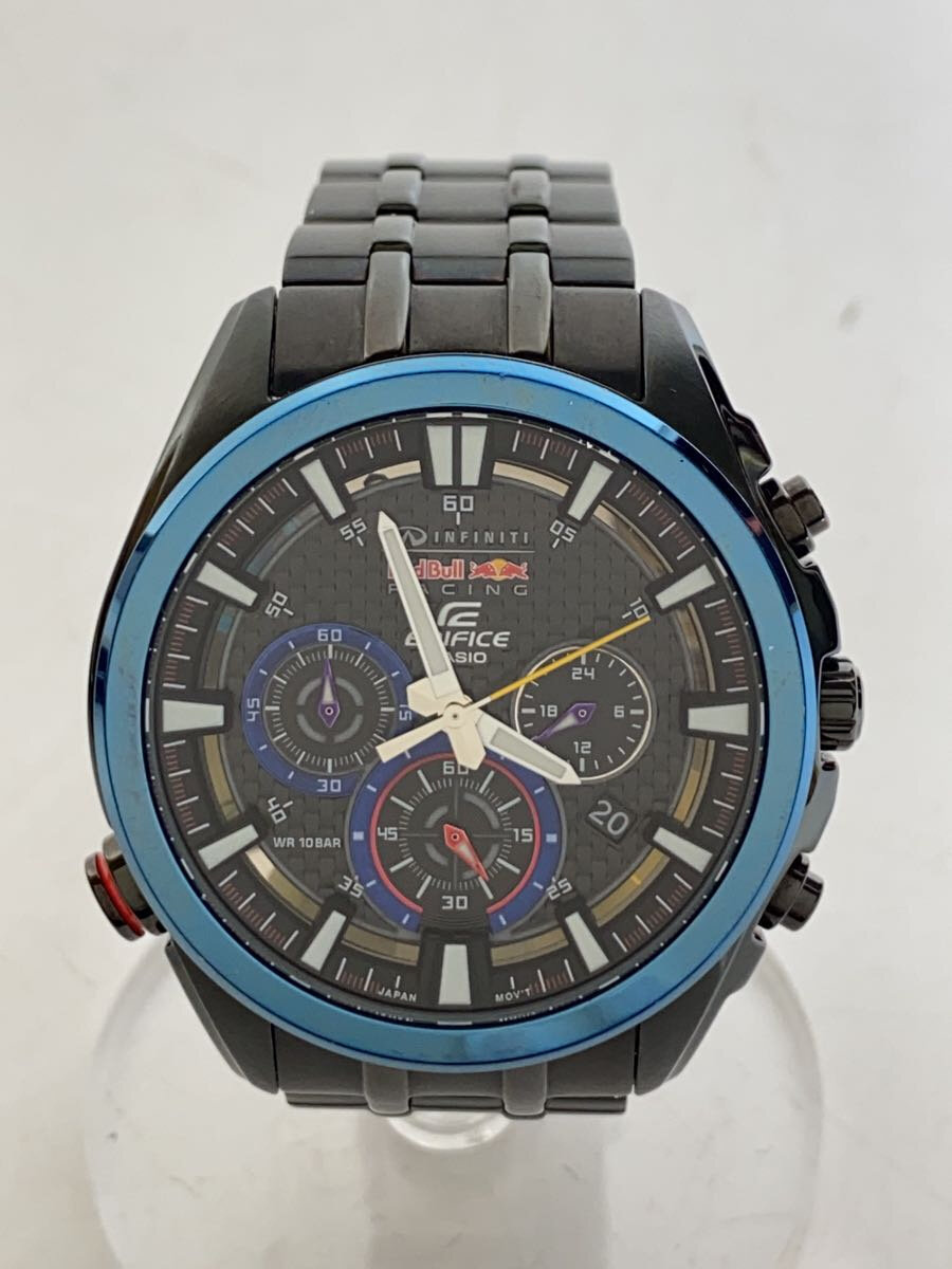 【中古】CASIO◆クォーツ腕時計・EDIFICE/アナログ/BLK【服飾雑貨他】