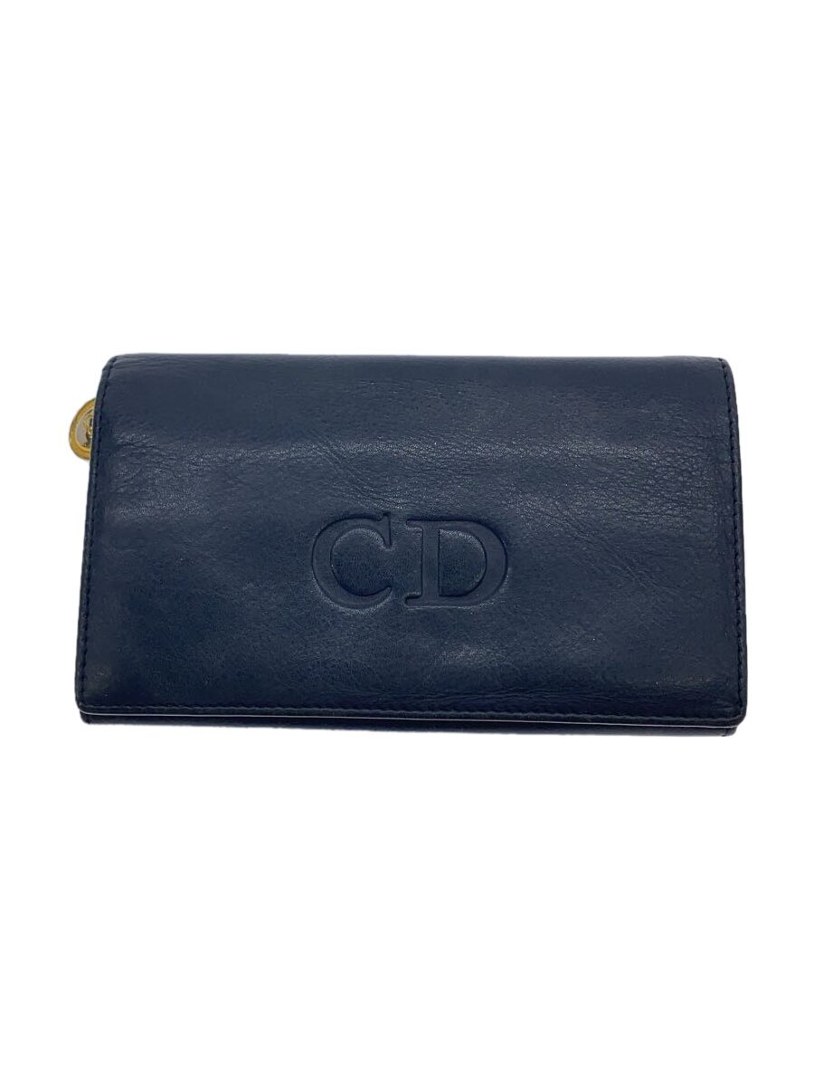 【中古】Christian Dior◆CDロゴ/ロゴ型押し/オールド/長財布/レザー/BLK/レディース/スペイン製【服飾雑貨他】