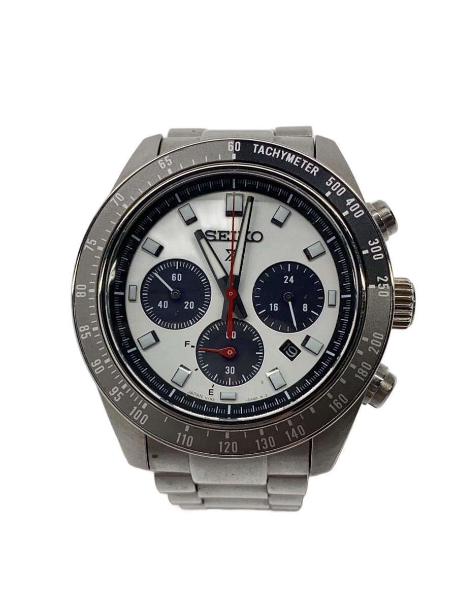 【中古】SEIKO◆クォーツ腕時計/アナログ/WHT/SLV/V192-0AH0【服飾雑貨他】