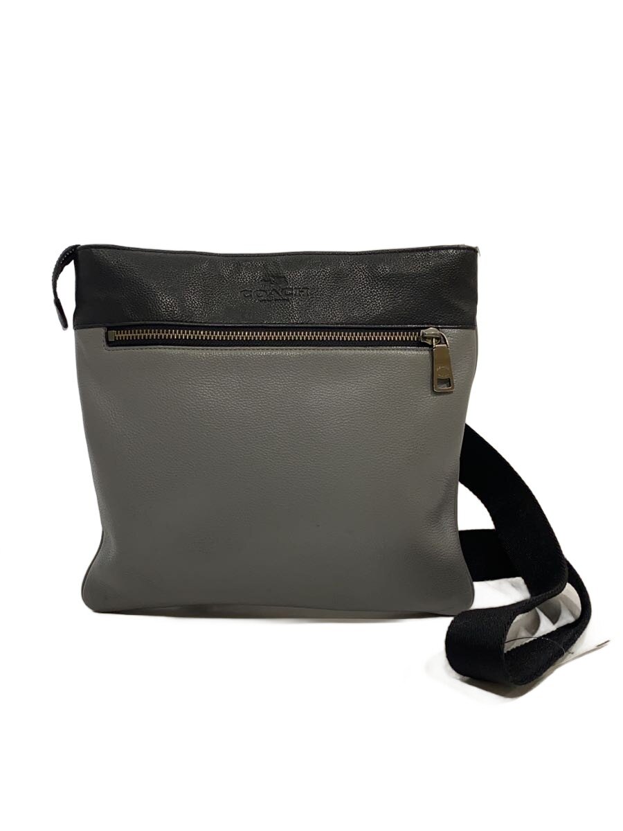 【中古】COACH◆ショルダーバッグ/レザー/GRY//【バッグ】