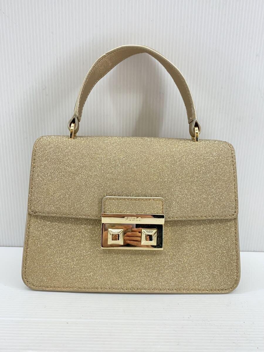 【中古】FURLA◆ハンドバッグ/メトロポリス/サッチェル/GLD/ラメ/グリッター【バッグ】