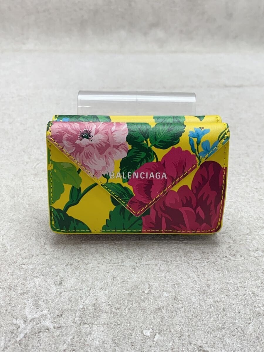 【中古】BALENCIAGA◆バレンシアガ/三つ折り財布/ペーパーミニ/花柄//【バッグ】