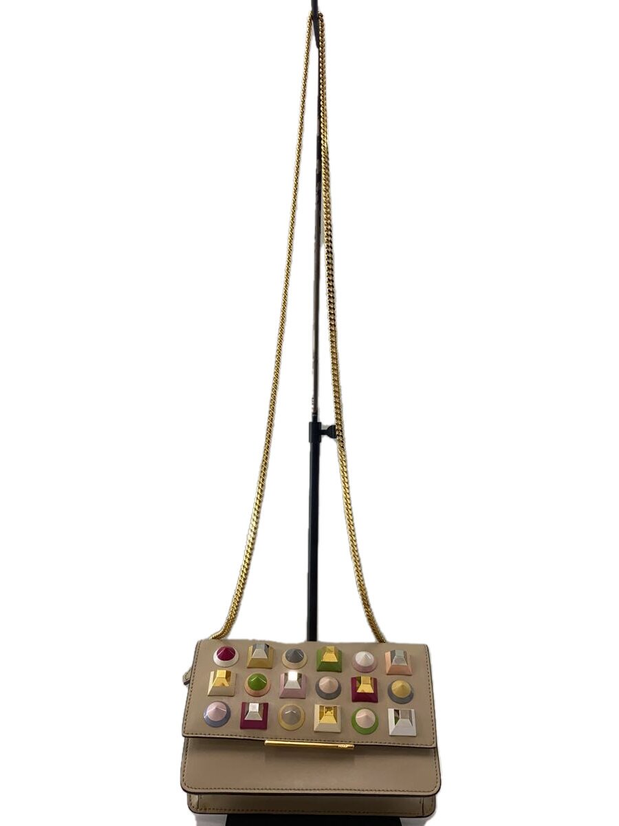 【中古】FENDI◆ショルダーバッグ/レザー/BEG【バッグ】