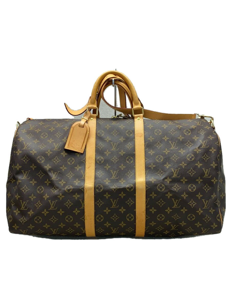 【中古】LOUIS VUITTON◆キーポル・バンドリエール55_モノグラム・キャンバス_BRW/PVC/BRW/総柄【バッグ】