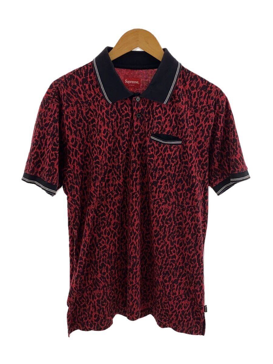 【中古】Supreme◆13SS/Leopard Polo/ポロシャツ/L/コットン/RED/総柄【メンズウェア】