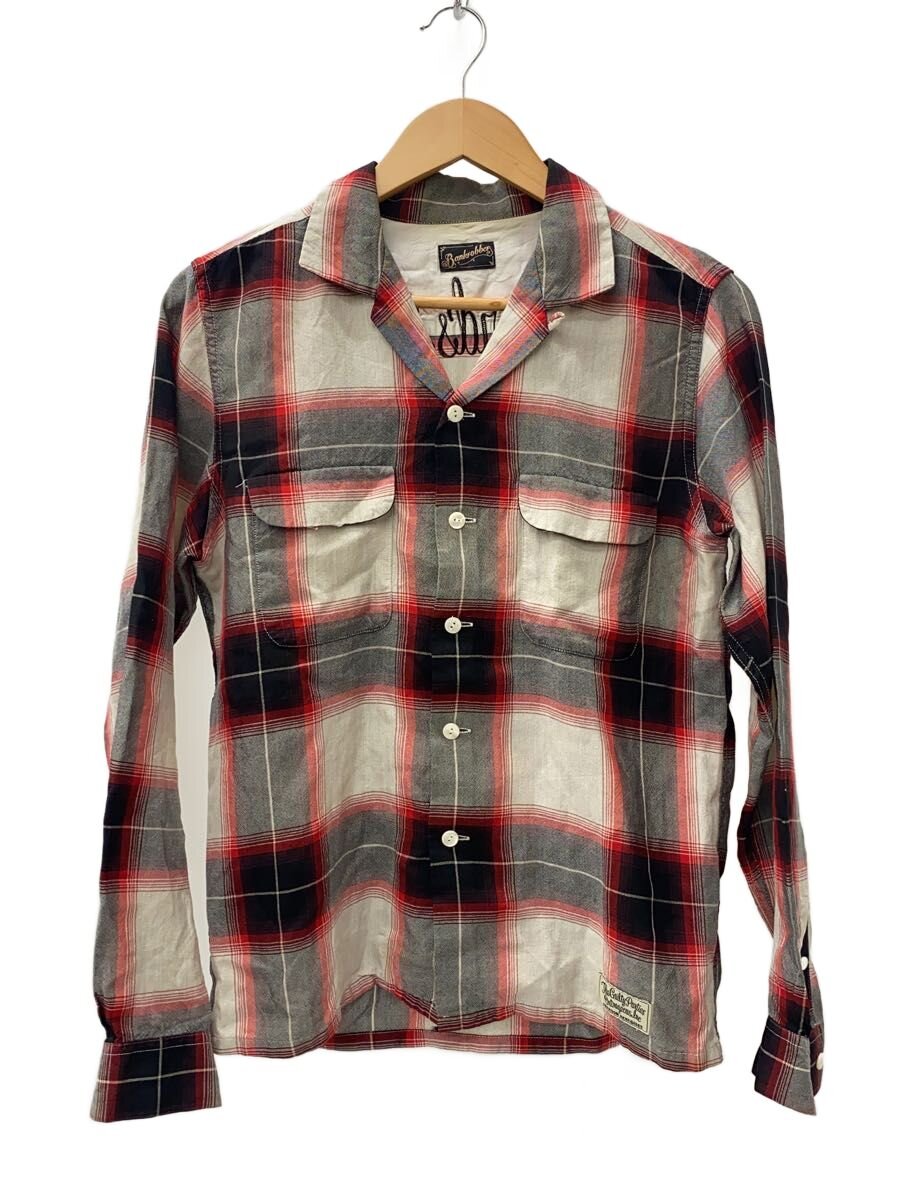 BANKROBBER◆長袖シャツ/16/レーヨン/RED/オンブレCK/11-S-RS-001