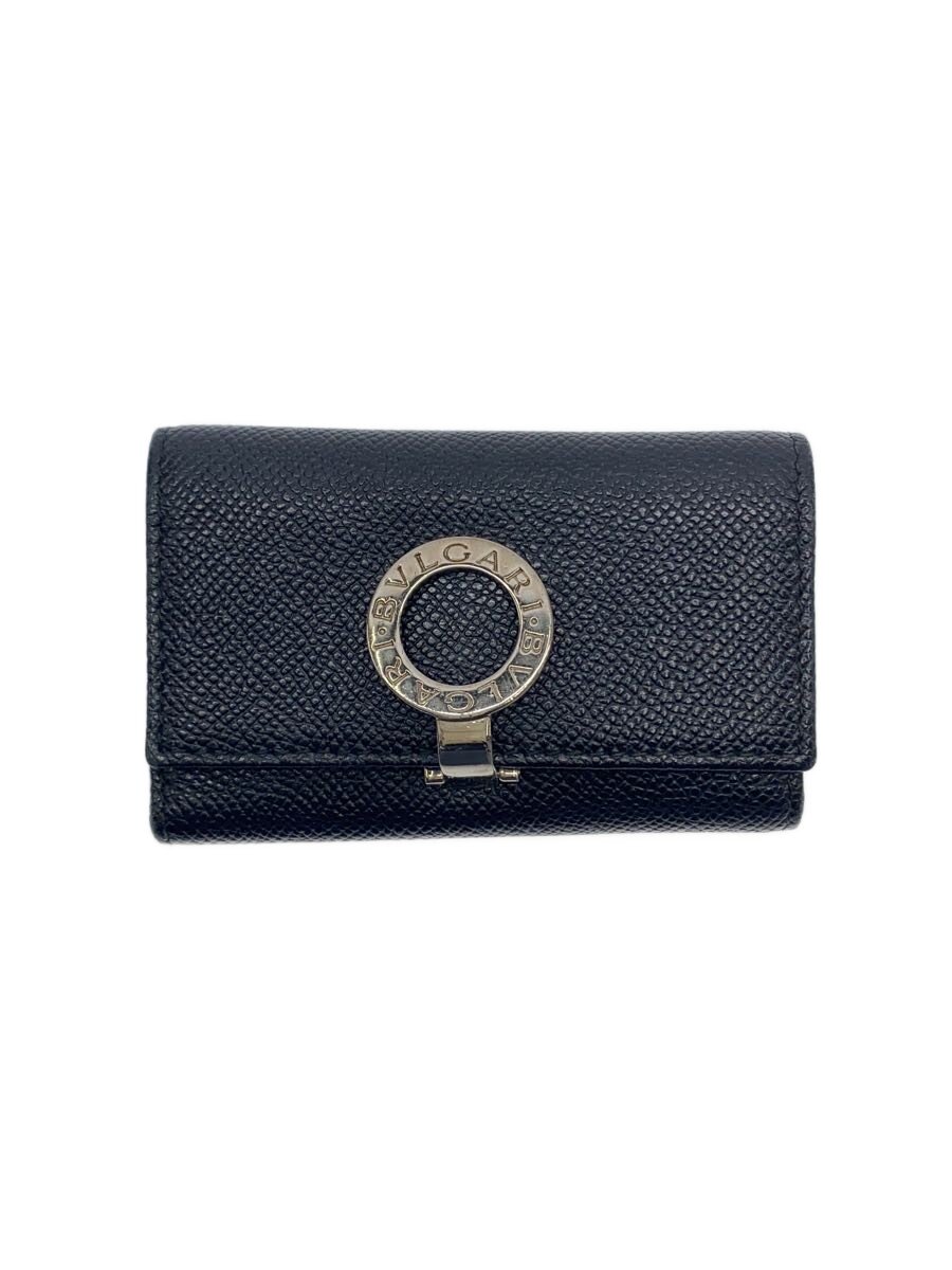 【中古】BVLGARI◆キーケース/レザー/BLK/無地/レディース【服飾雑貨他】