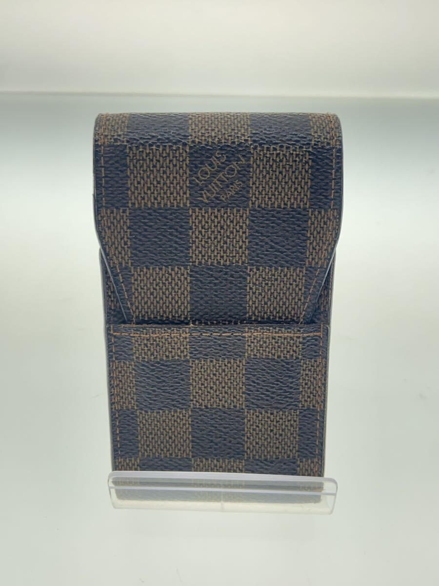 【中古】LOUIS VUITTON◆エテュイ・シガレット_ダミエ・エベヌ_BRW/--/BRW/総柄/メンズ/イニシャル入り【服飾雑貨他】