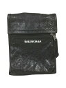 【中古】BALENCIAGA◆バレンシアガ/エクスプローラー/532298/ショルダーバッグ/レザー/ブラック/無地【バッグ】