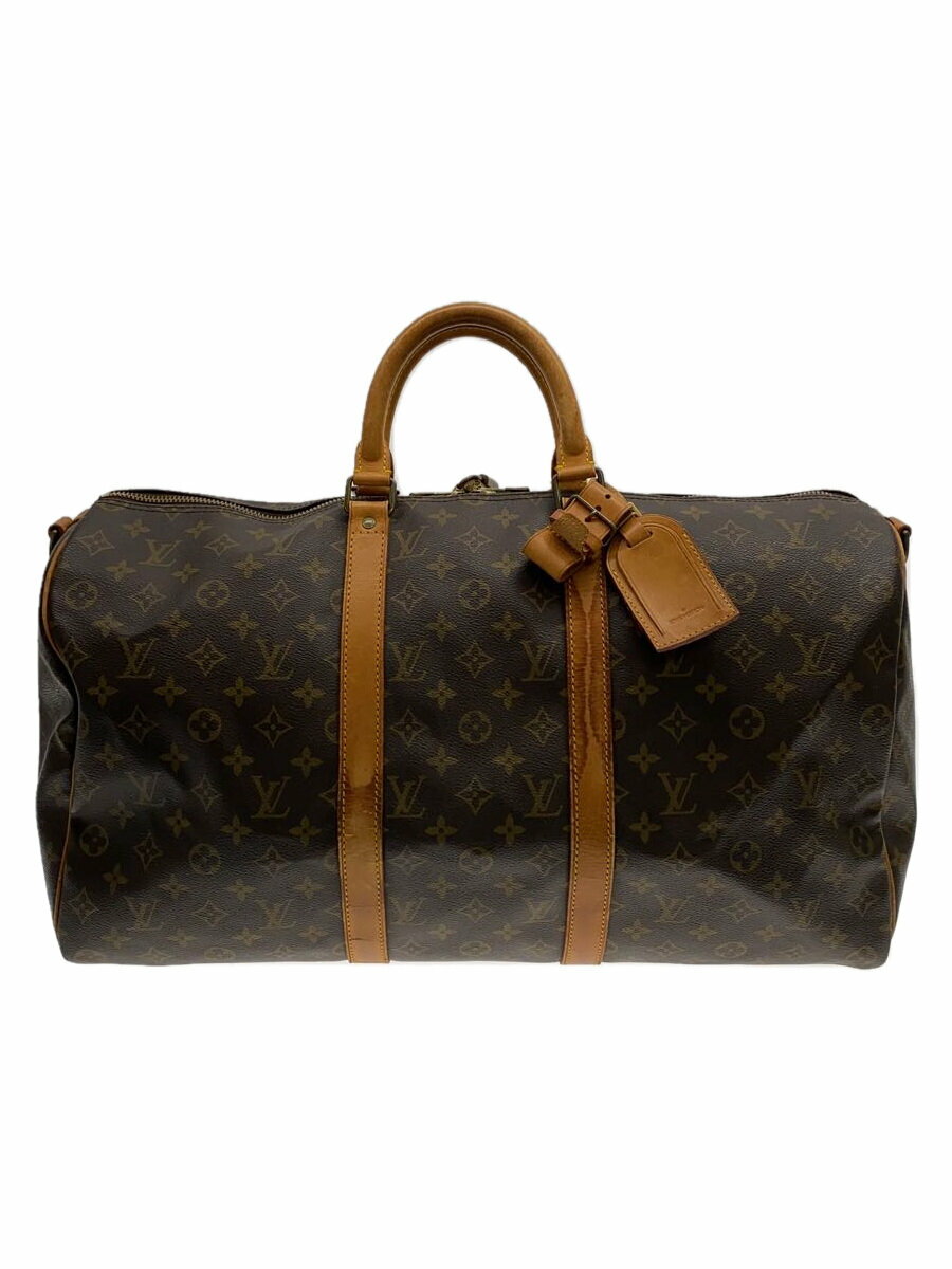 【中古】LOUIS VUITTON◆キーポル・バンドリエール50_モノグラム・キャンバス_BRW/ボストンバッグ/PVC/M41416//【バッグ】