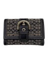 【中古】COACH◆3つ折り財布/キャンバス/ブラック/ミニシグネチャー柄/バックル【服飾雑貨他】(4)