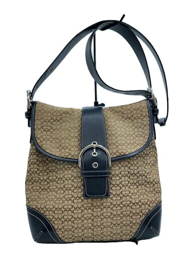 【中古】COACH◆ショルダーバッグ_ミニシグネチャー/キャンバス/BRW/総柄【バッグ】 【中古】COACH◆ショルダーバッグ_ミニシグネチャー/キャンバス/BRW/総柄【バッグ】