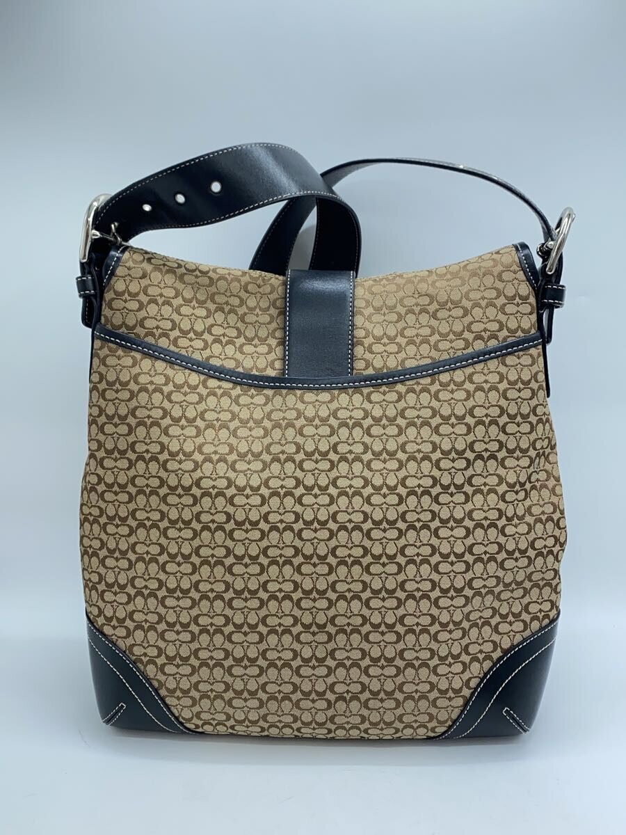 【中古】COACH◆ショルダーバッグ_ミニシグネチャー/キャンバス/BRW/総柄【バッグ】