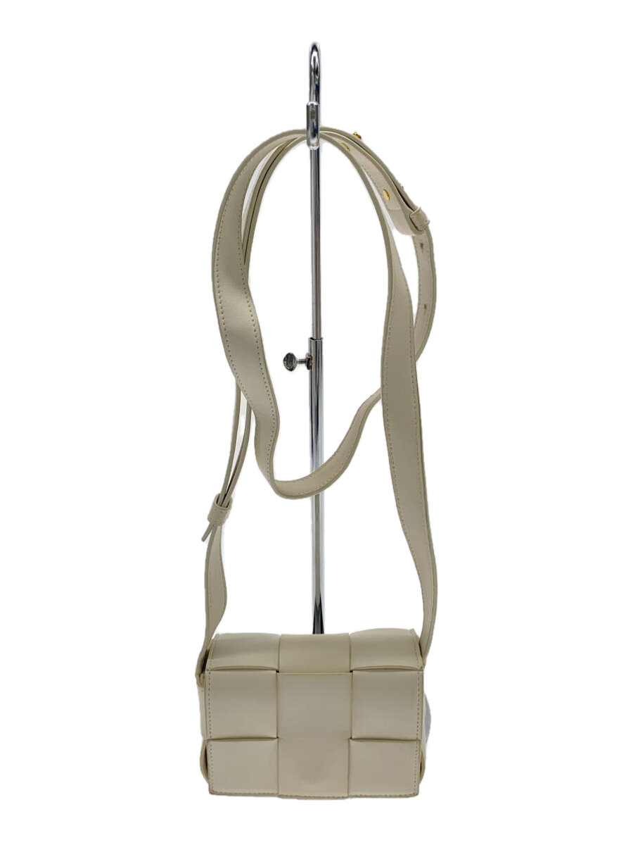 【中古】BOTTEGA VENETA◆カセット/キャンディ/ミニショルダーバッグ/レザー/WHT【バッグ】