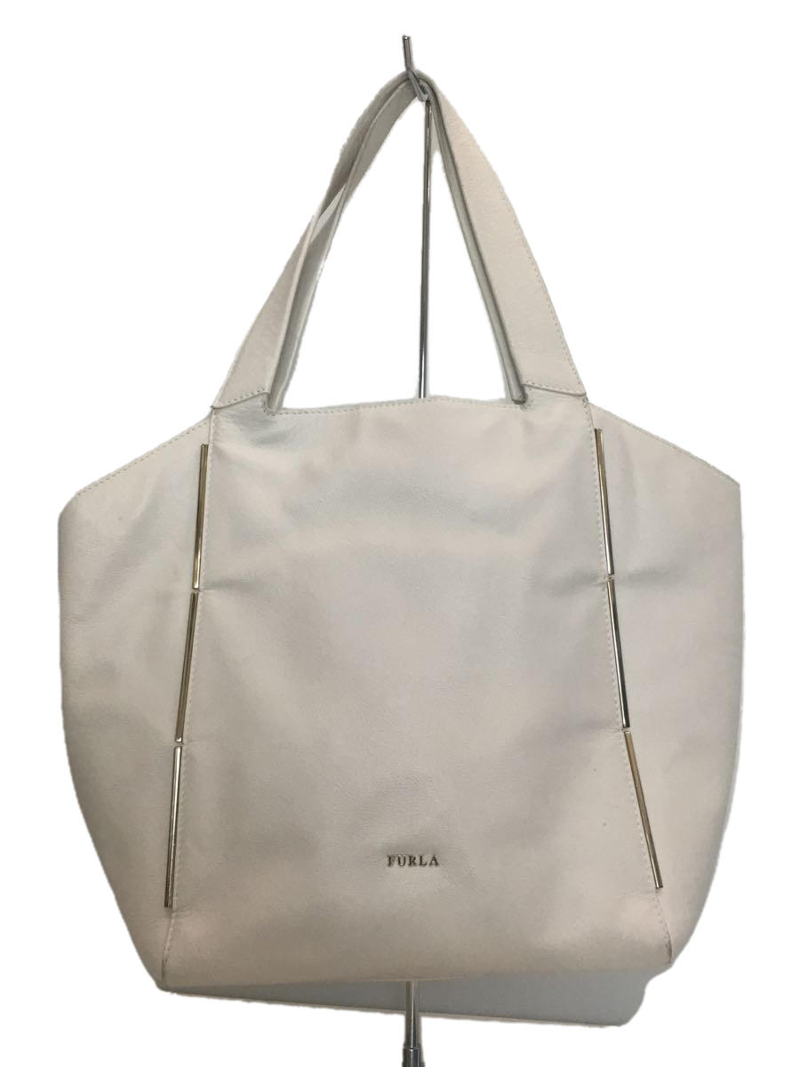 【中古】FURLA◆トートバッグ/--/WHT/無地【バッグ】