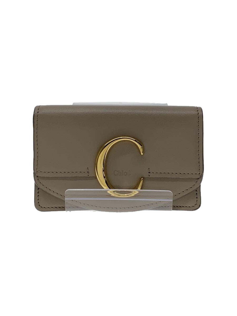 【中古】Chloe◆カードケース/レザー/BEG/レディース【服飾雑貨他】