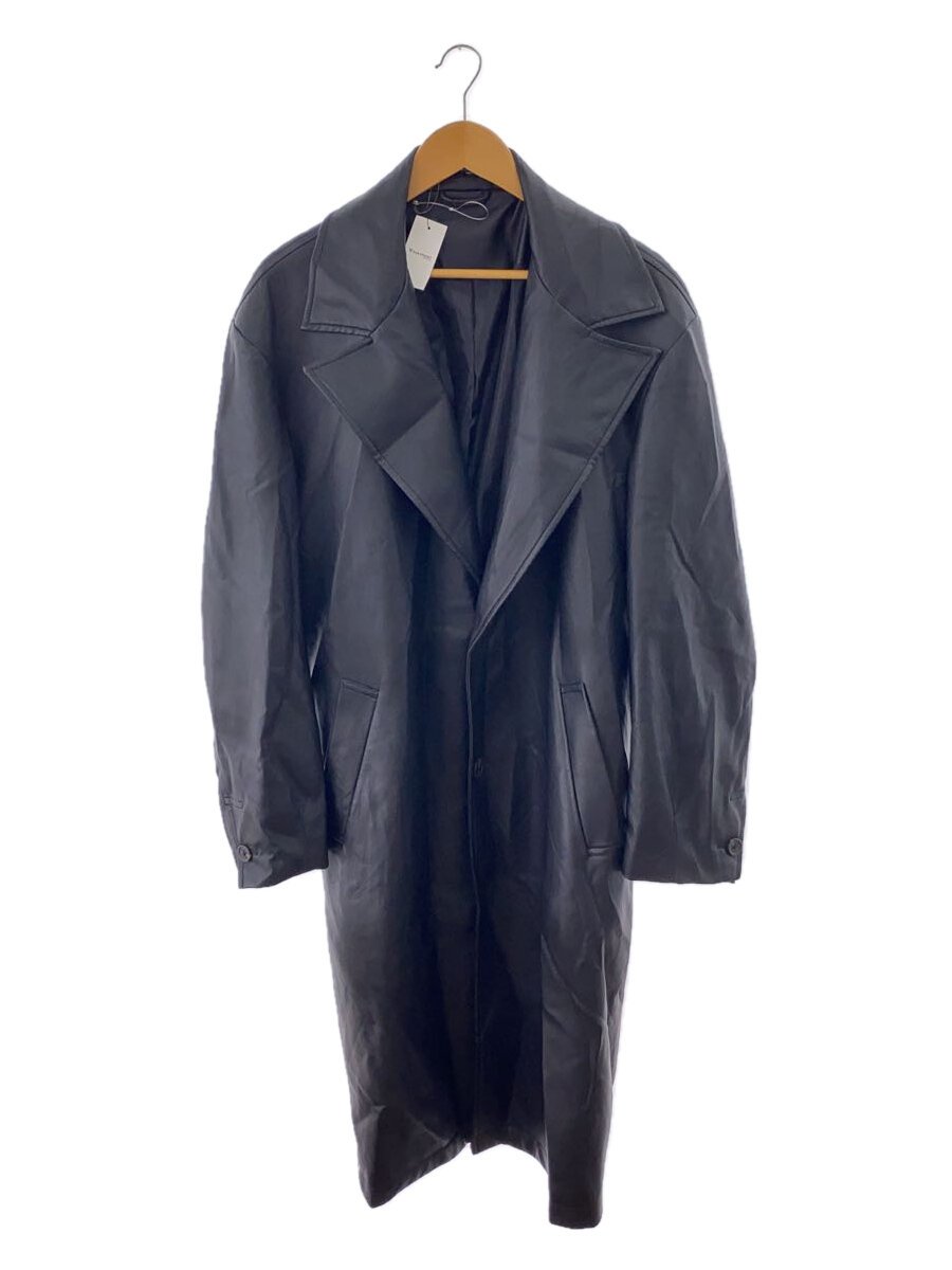 【中古】ZARA◆トレンチコート/--/フェイクレザー/BLK/無地/9621900800【メンズウェア】