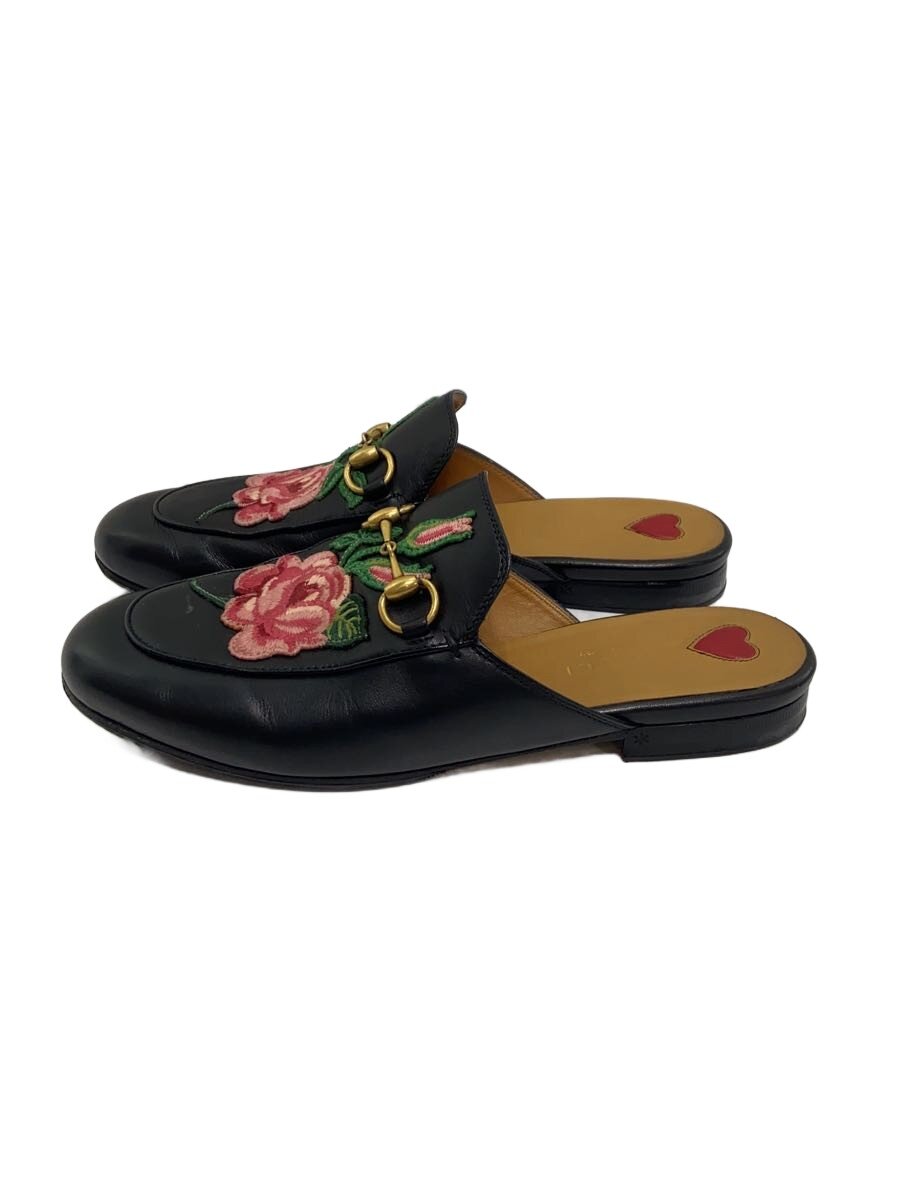 【中古】GUCCI◆ホースピット ミュール Princetown/36/BLK/レザー/449267【シューズ】