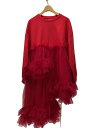 【中古】24AW/ASYMMETRIC TULLE SWEAT SHIRT/M/コットン/RED/VS-AW24-CS04【レディースウェア】