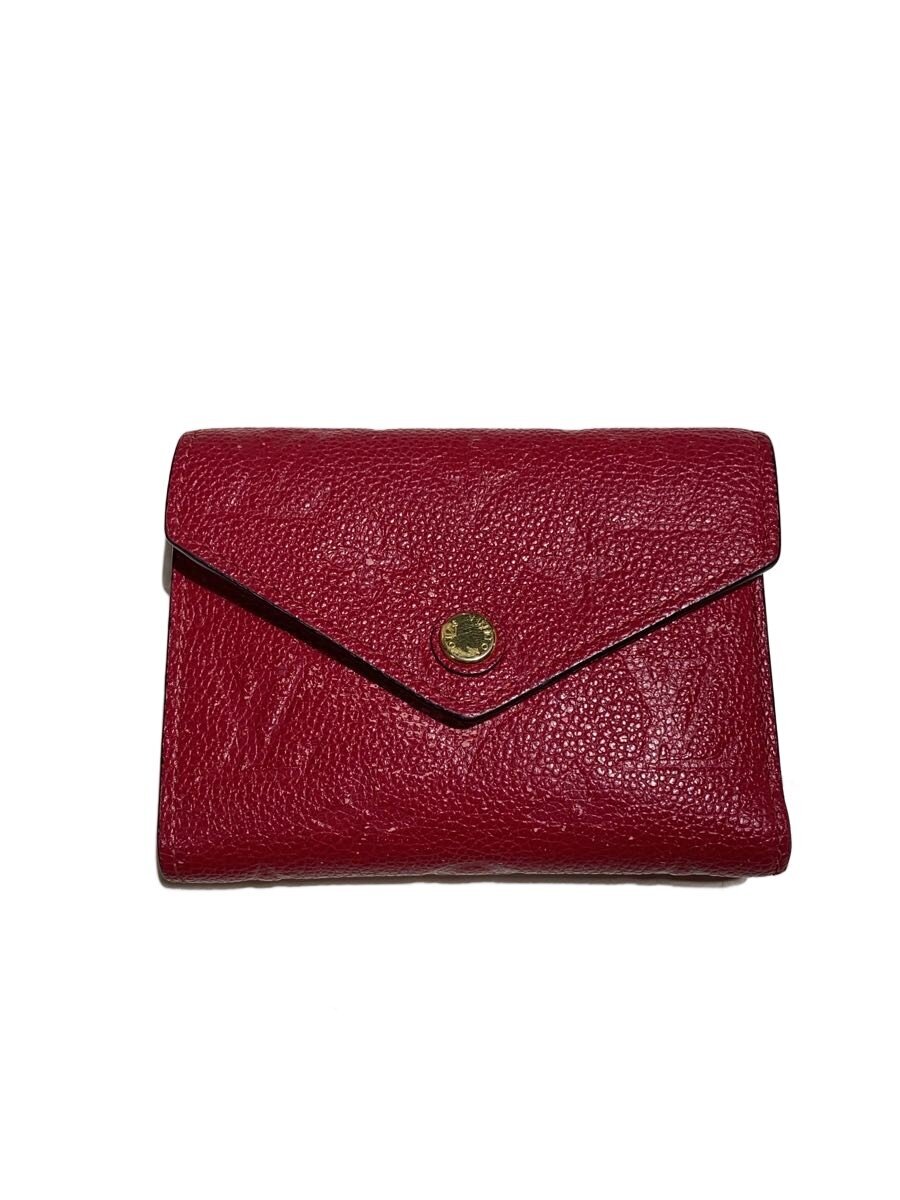 【中古】LOUIS VUITTON◆ポルト・フォイユ・ヴィクトリーヌ_モノグラム・アンプラント_RED/牛革/RED/レディース【服飾雑貨他】