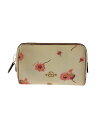 【中古】COACH◆ポーチ/--/BEG/花柄/C7358【バッグ】