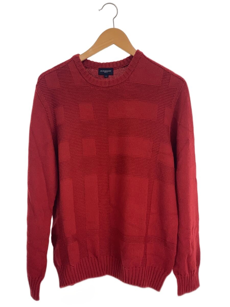 BURBERRY GOLF◆ニット・セーター(厚手)/3/ウール/RED/無地/E5N60-488-16