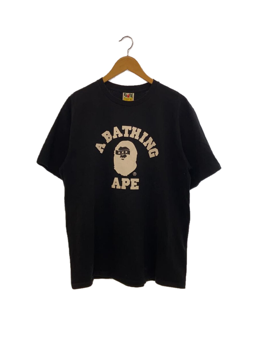 【中古】A BATHING APE◆Tシャツ/XL/コットン/ブラック/001TEK231904C/使用感有【メンズウェア】