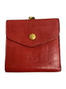 【中古】IL BISONTE◆2つ折り財布/レザー/RED/無地/レディース【服飾雑貨他】