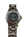 【中古】ELGIN◆クォーツ腕時計/アナログ/BLK/SLV/FK-377-A【服飾雑貨他】