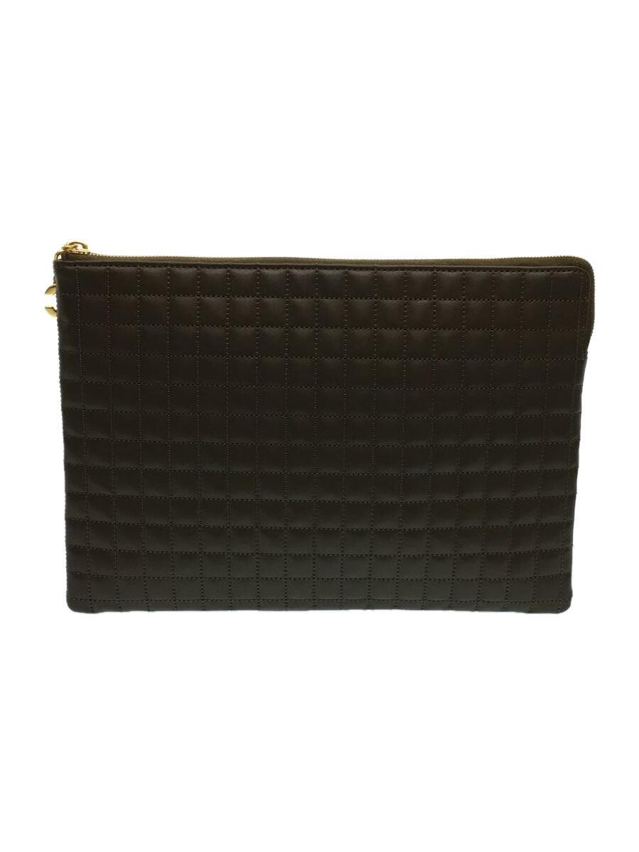 【中古】CELINE◆Cチャームキルティングレザークラッチバック/10B813BFL.15KH/レザー/KHK/無地【バッグ】