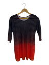 【中古】PLEATS PLEASE ISSEY MIYAKE◆7分袖カットソー/グラデーションカットソー/3/ポリエステル/オレンジ/無地/PP11-FT315...