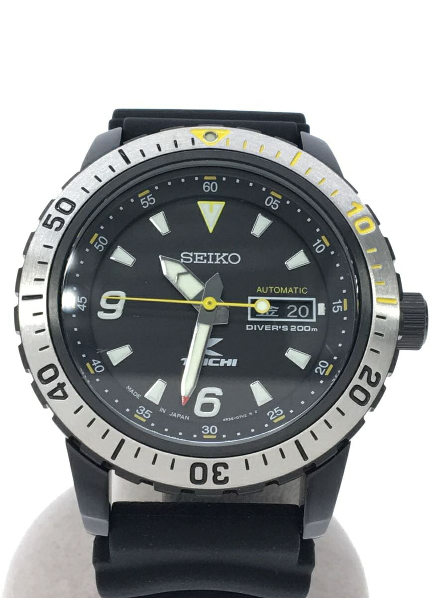 【中古】SEIKO◆自動巻腕時計/アナログ/ラバー/BLK/BLK【服飾雑貨他】