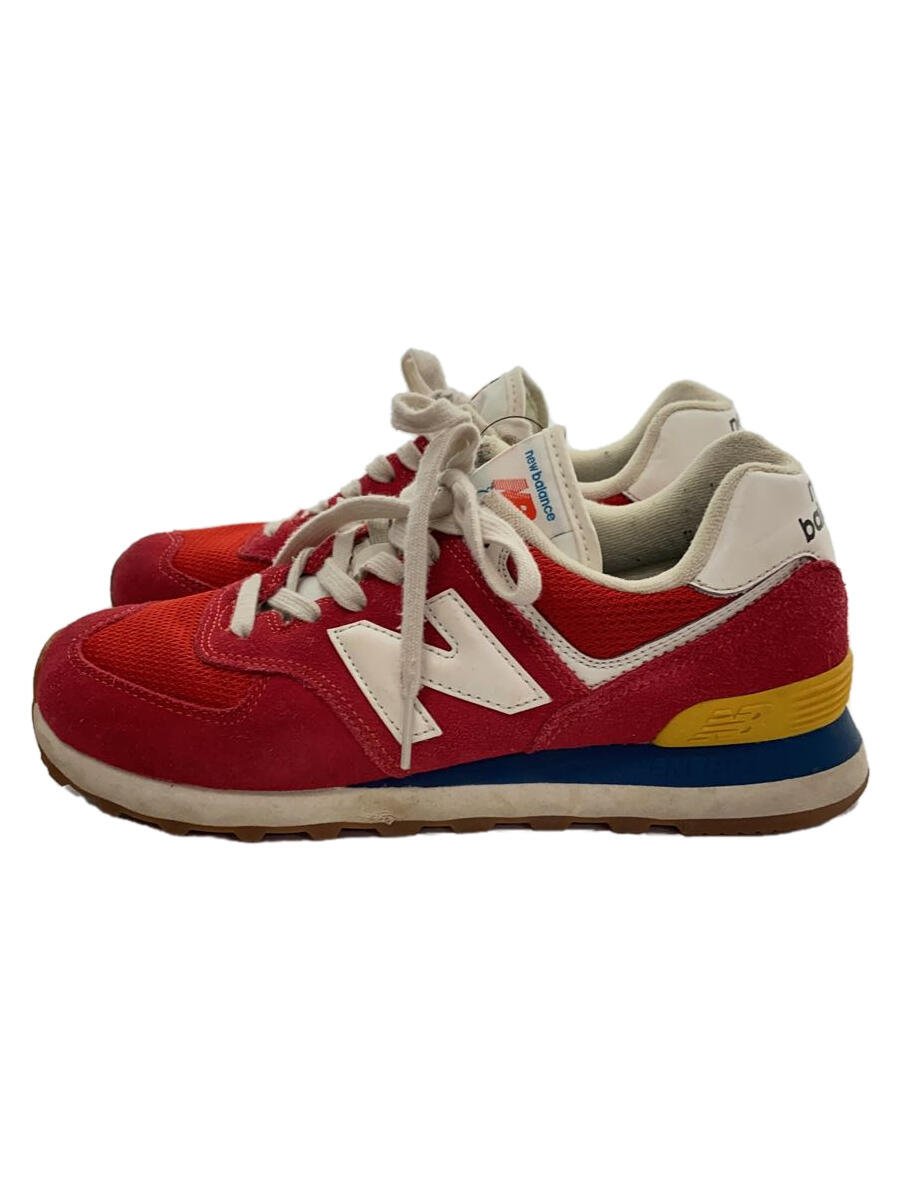 【中古】NEW BALANCE◆ML574/レッド/24.5cm/RED【シューズ】