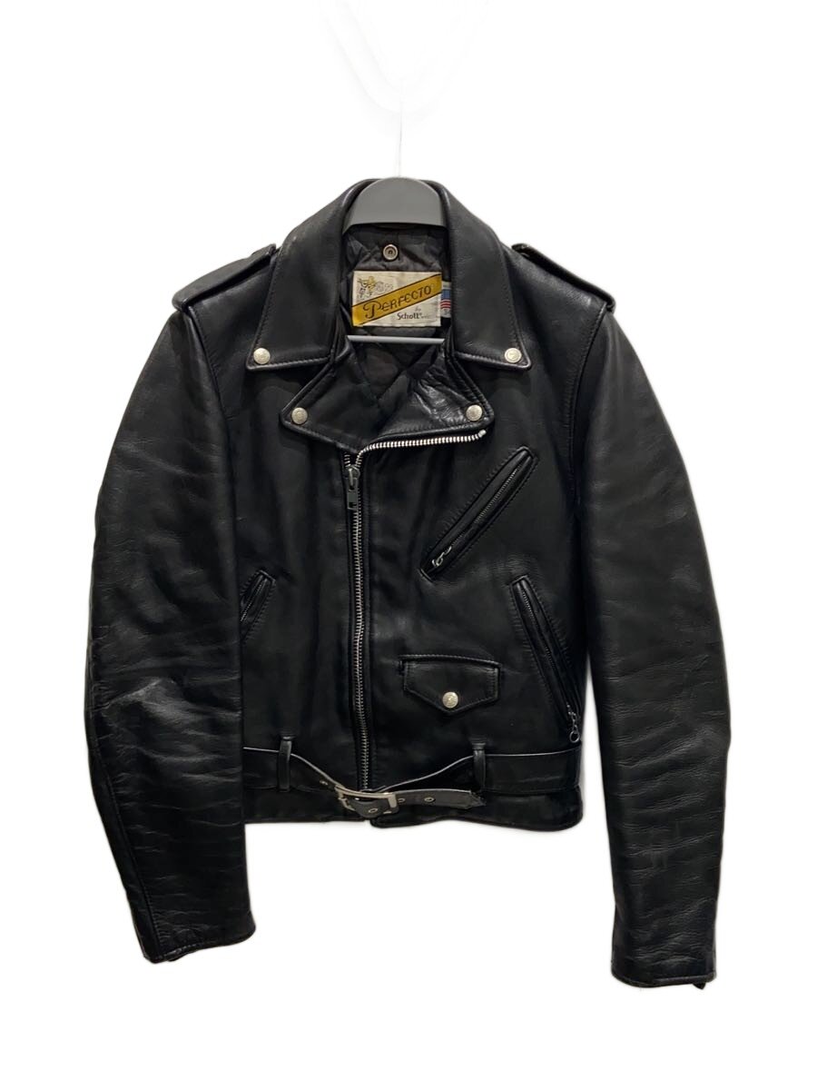 美品 SIZE42 SCHOTT ライダースジャケット 637 ブラック 襟付 2320163712601-01.jpg