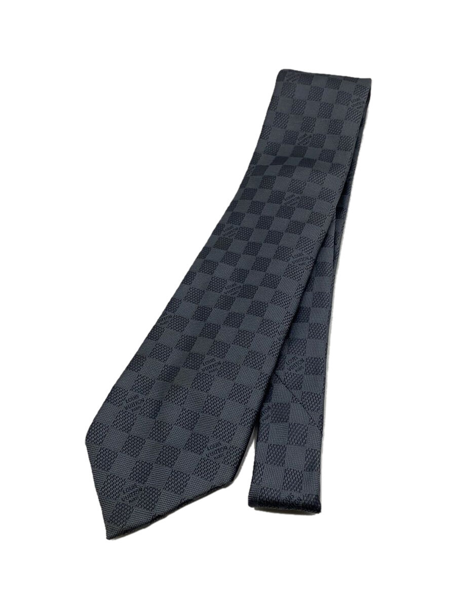 【中古】LOUIS VUITTON◆ネクタイ/シルク/GRY/総柄/メンズ【服飾雑貨他】