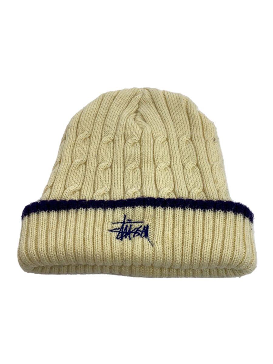 【中古】STUSSY◆ニットキャップ/--/ウール/CRM/メンズ【服飾雑貨他】