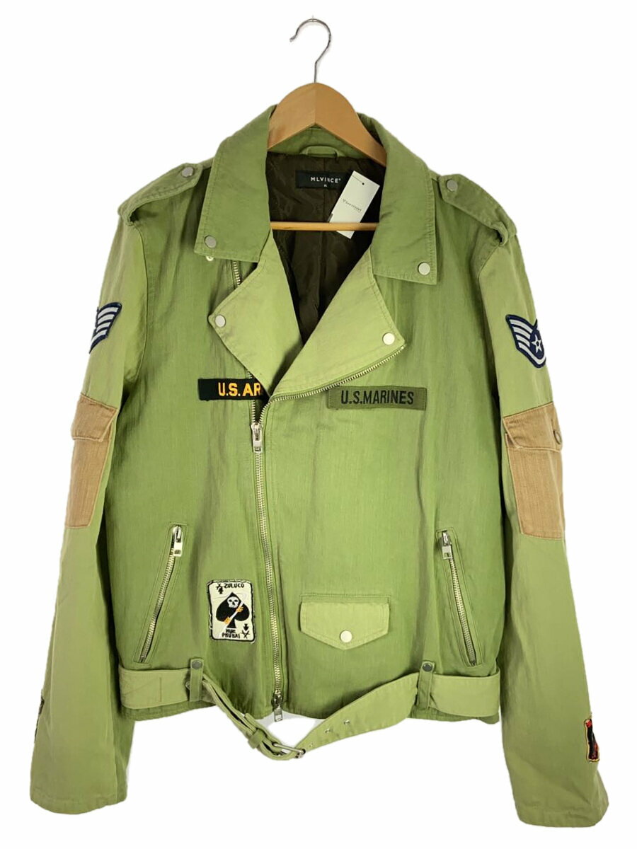 【中古】MLVINCE◆ダブルライダースジャケット/XL/コットン/KHK【メンズウェア】