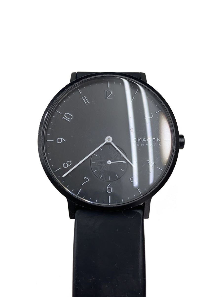 【中古】SKAGEN◆クォーツ腕時計/アナログ/ラバー/BLK/BLK/AAREN【服飾雑貨他】