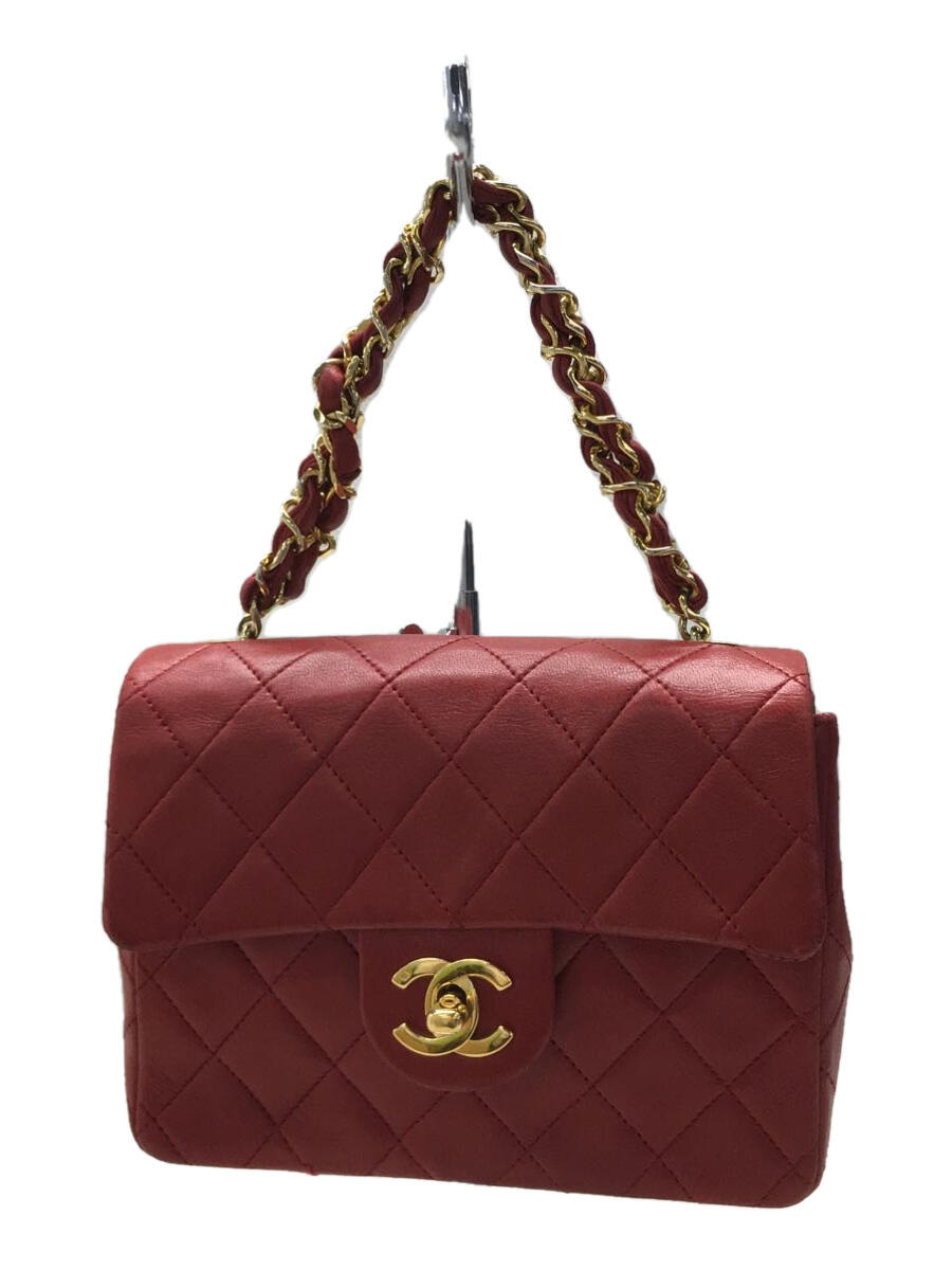 【中古】CHANEL◆マトラッセ/チェーンショルダー/ハンドバッグ/ミニバッグ/レザー/RED/赤色/レッド/中古【バッグ】