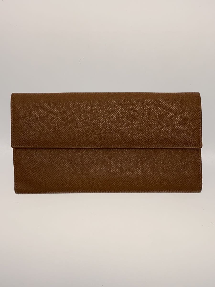 【中古】BVLGARI◆長財布/レザー/BRW/無地/メンズ【服飾雑貨他】