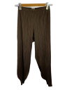 【中古】PLEATS PLEASE ISSEY MIYAKE◆ワイドパンツ/2/ポリエステル/BRW/PP93-JF149【レディースウェア】