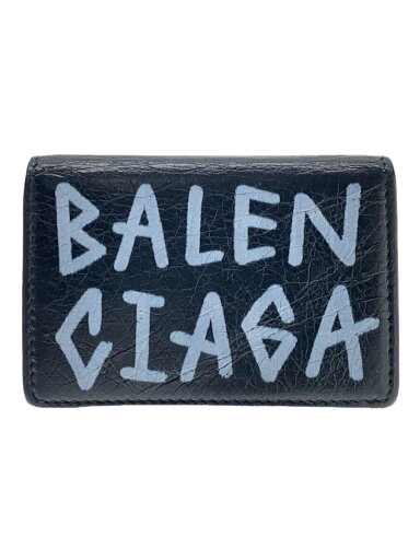 【中古】BALENCIAGA◆GRAFFITI MINI WALLET/3つ折り財布/羊革/ブラック/529553・1080【服飾雑貨他】 【中古】BALENCIAGA◆GRAFFITI MINI WALLET/3つ折り財布/羊革/ブラック/529553・1080【服飾雑貨他】