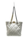 【中古】CHANEL◆19ディズヌフ/トートバッグ/レザー/ホワイト/無地/AS3519【バッグ】